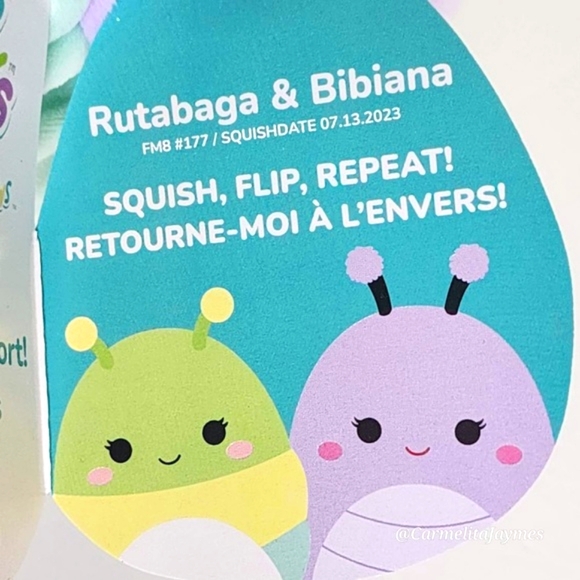 BIBIANA 🔄 RUTABAGA 🦋🐛 Butterlfy  Caterpillar Flipamallow Squishmallow ☆ NWT ☆ - Picture 5 of 9